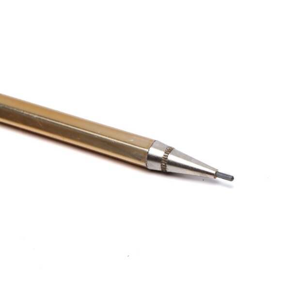 Vintage Canada Pencil Necklace Mid Century Fish Pendant Metal Gold Retractable - Picture 3 of 11